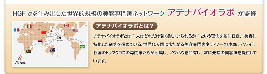 HGF-αを生み出した世界的規模の美容専門家ネットワーク＜アテナバイオラボ＞が監修