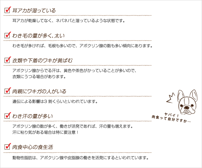 ワキガのCECK表